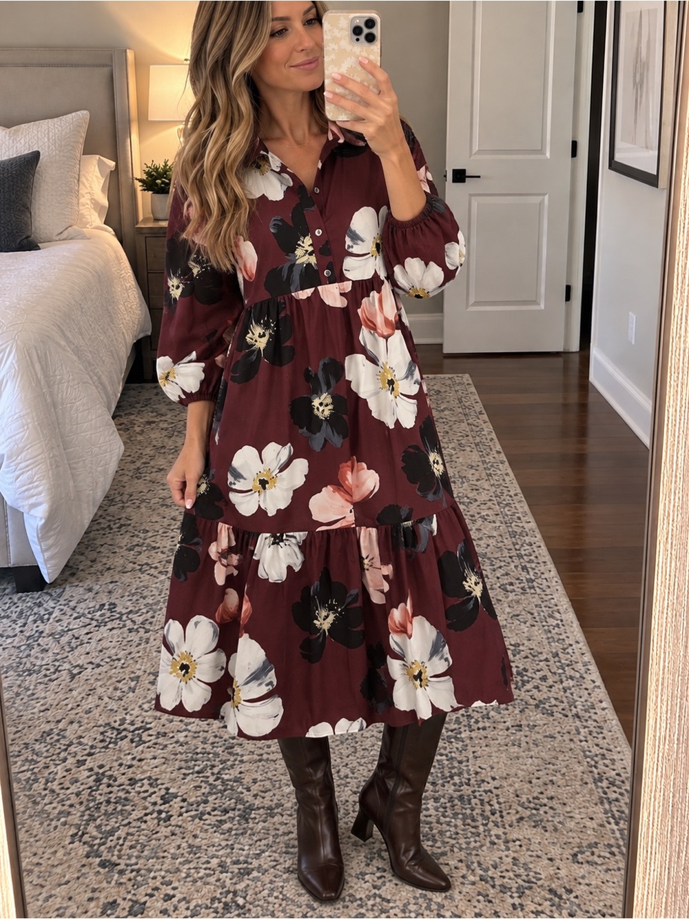 NWT Maeve Bettina Cotton Midi Shirtdress in Maroon Size XL